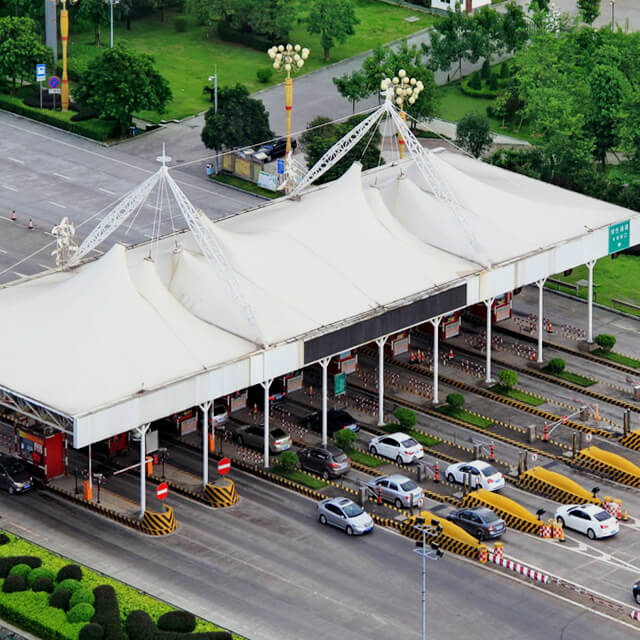200-500㎡ Rainproof Fireproof Flame Retardant Gas Station Membrane Structure Canopy with Installation And Transportation