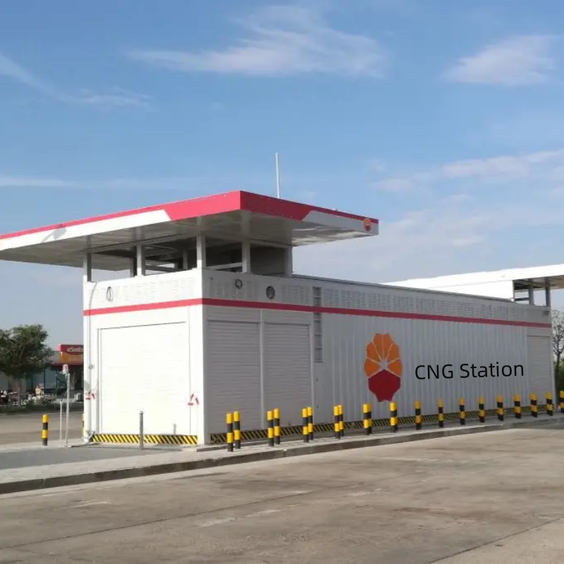 40 voet één-fase spanningsregeling totale skid gemonteerde CNG-container gecomprimeerd aardgasstation 
