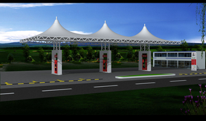 100㎡ Sturdy Gas Station Grid Structure Canopy Used To Protect Equipment And Personnel