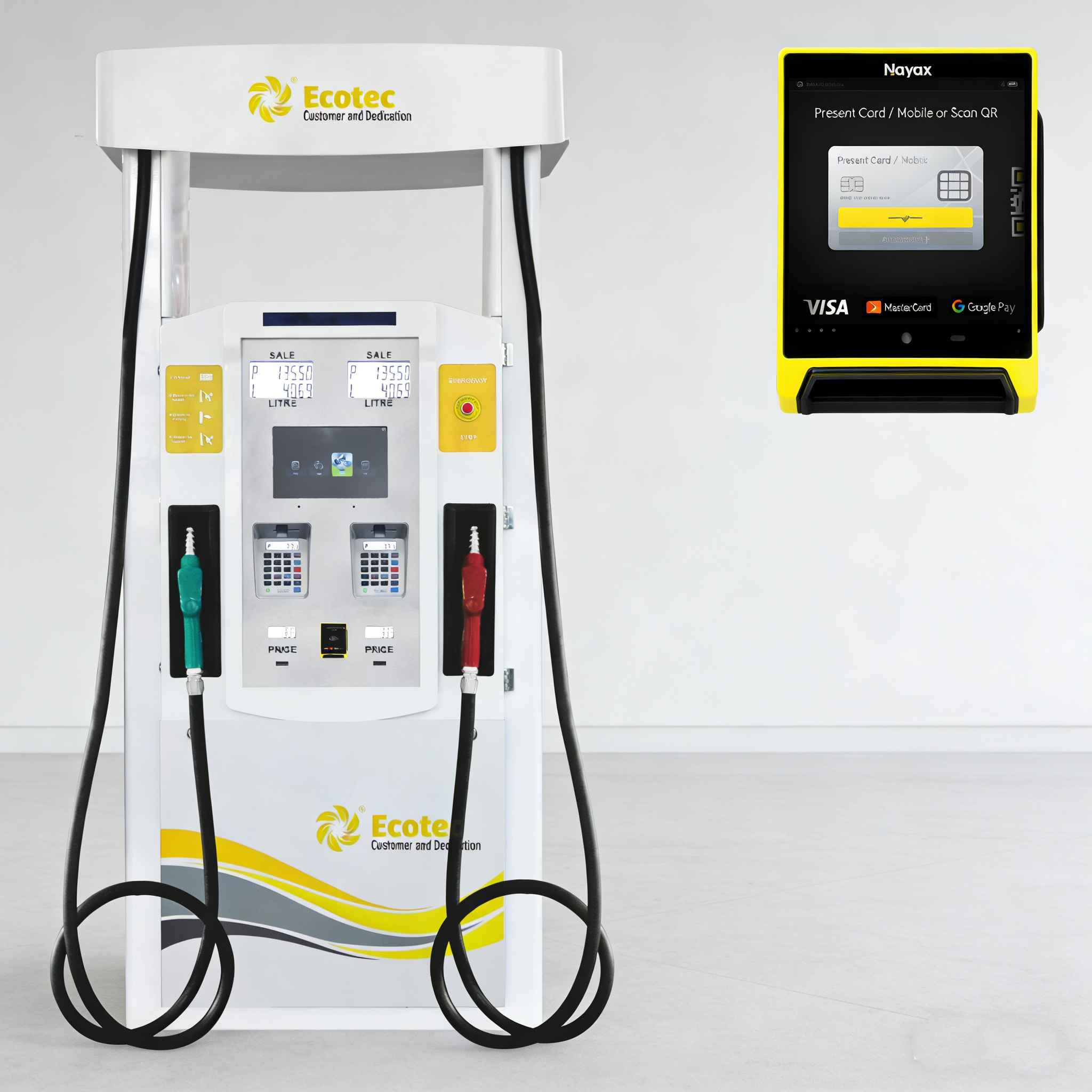 Ecotec Aluminium Double Nozzles Self Service Fuel Dispenser Nayax POS 