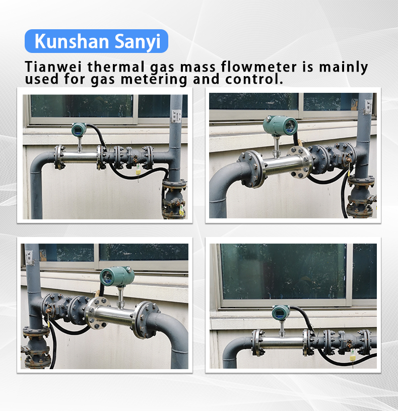 Thermal Gas Mass Flow Meter With Flange Gas Leak Detection Measurement Measuring Flow Rate, Temperature, Pressure.